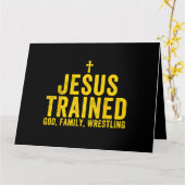 イエスはキリスト教の杖で神の家族のレスリングを訓練した カード (黄色い花)