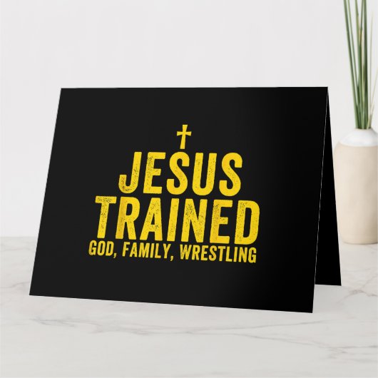 イエスはキリスト教の杖で神の家族のレスリングを訓練した カード (正面)