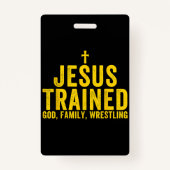 イエスはキリスト教の杖で神の家族のレスリングを訓練した バッジ (正面)