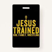 イエスはキリスト教の杖で神の家族のレスリングを訓練した バッジ (裏面)