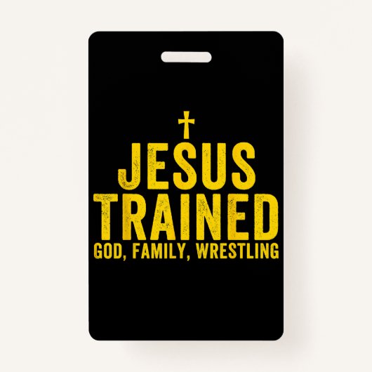 イエスはキリスト教の杖で神の家族のレスリングを訓練した バッジ (裏面)