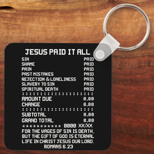 イエスはキリスト教の聖書を全部読み上げた キーホルダー (裏面)