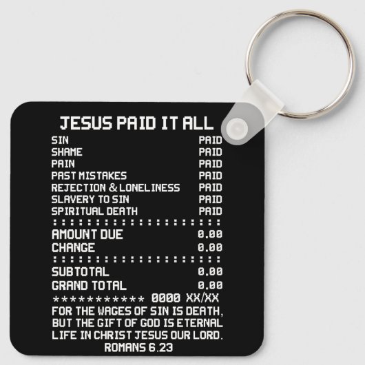 イエスはキリスト教の聖書を全部読み上げた キーホルダー (裏面)