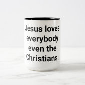 イエスはクリスチャンのハンカマーアルチュンクハウスを愛している ツートーンマグカップ (中央)