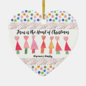 イエスはクリスマス装飾のハートである セラミックオーナメント (正面)