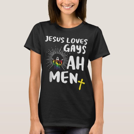 イエスはゲイ、ゲイのプライド、LGBTイエスああ男性を愛する Tシャツ (正面)