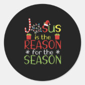 イエスはシーズンクリスチャンのクリスマスの理由だ ラウンドシール (正面)