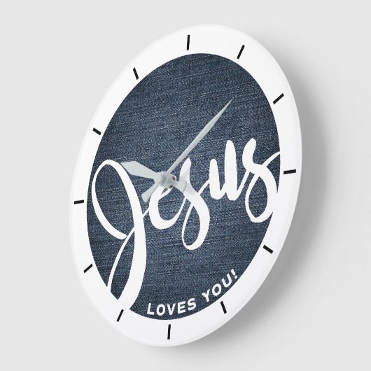 イエスはデニムを愛している ラージ壁時計 (傾斜)