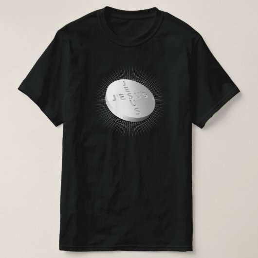イエスはピルタブレットキリスト教クロスは神を癒す Tシャツ (デザイン正面)