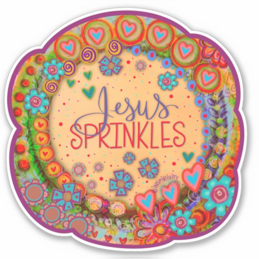 イエスはフローラカラフルの鼓動を振りかける シール (正面)