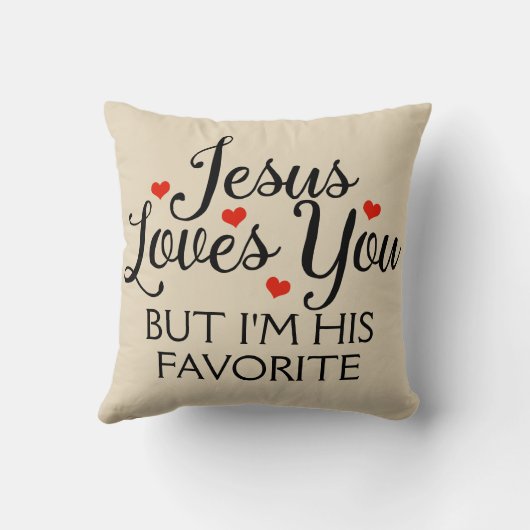 イエスはベージュお気に入りのを愛しおもしろいている クッション (裏面)