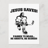 イエスはホッケーを救う - 面白いTシャツ ポストカード (正面)