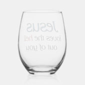 イエスはマグカップの地獄を愛している ステムなしワイングラス (裏面)