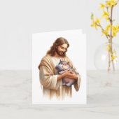 イエスはモーデンおもちゃの豚がとっても好きなの  カード (黄色い花)