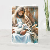 イエスはラブスとバニーと一緒に座っていた | イースター カード (正面)