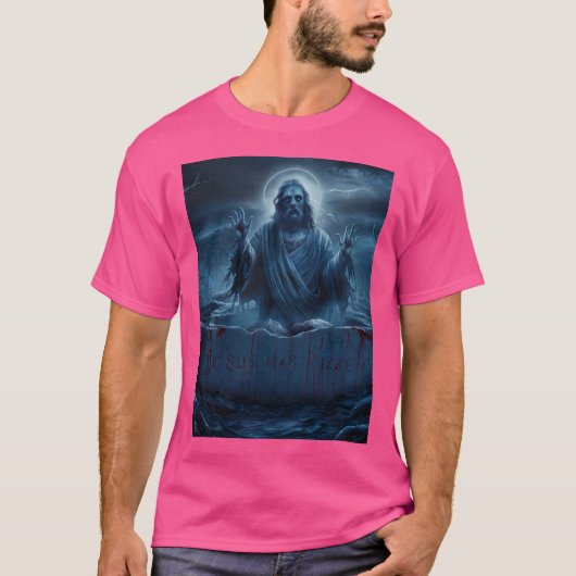 イエスはリゼンを持っている。イエスゾンビおもしろい Tシャツ (正面)