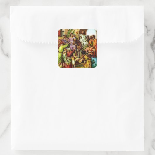 イエスはロバをエルサレムに乗り込む スクエアシール (バッグ)