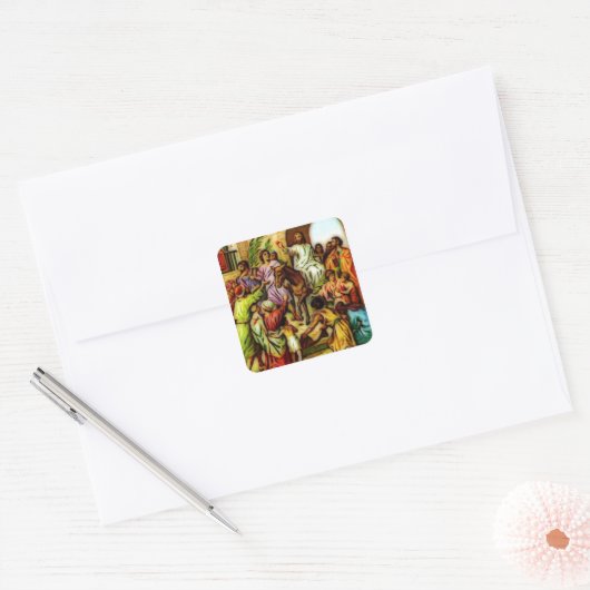 イエスはロバをエルサレムに乗り込む スクエアシール (封筒)