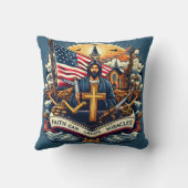 イエスは信仰と希望の象徴を持つ十字架を持つ クッション (裏面)