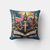 イエスは信仰と希望の象徴を持つ十字架を持つ クッション (正面)