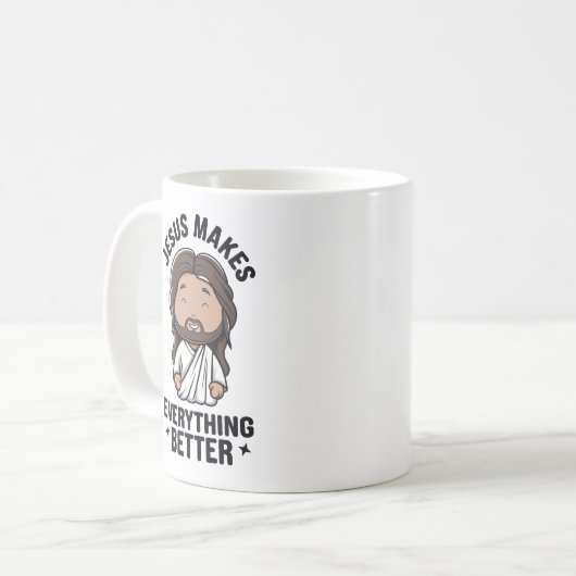 イエスは全てをより良いマグカップにする コーヒーマグカップ (正面左)
