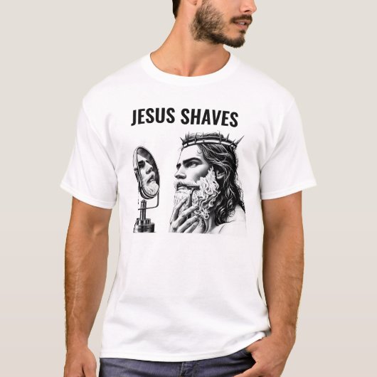 イエスは剃る - 笑えるイエス・ミーム Tシャツ (正面)