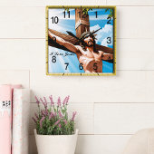 イエスは十字架に釘付けにされた スクエア壁時計