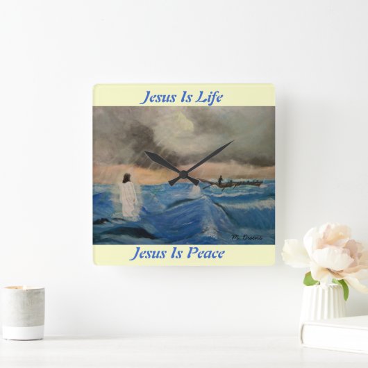 イエスは命…イエスは平和の壁時計 スクエア壁時計 (ホーム)
