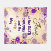 イエスは唯一の救い主、フローラの花縁どだ フリースブランケット (正面(横))