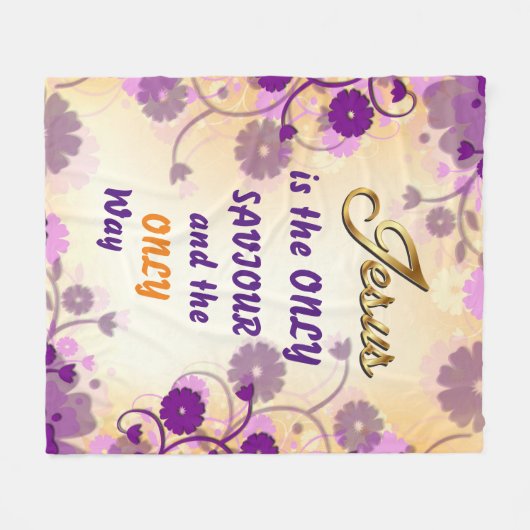 イエスは唯一の救い主、フローラの花縁どだ フリースブランケット (正面(横))