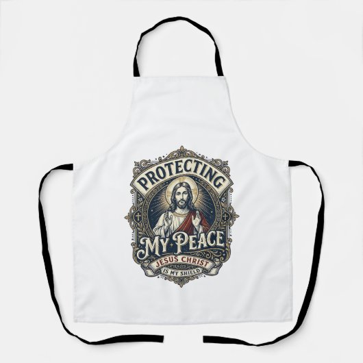 イエスは境界線を尊重する信仰に基づくTシャツ エプロン (正面)