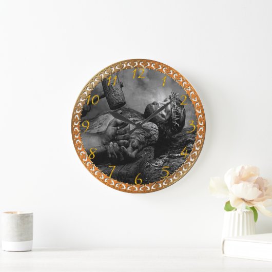 イエスは大きな時計を釘付けにした ラージ壁時計 (ホーム)