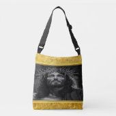 イエスは天国を金ゴールドフォイルデザインで調べている クロスボディバッグ (正面)