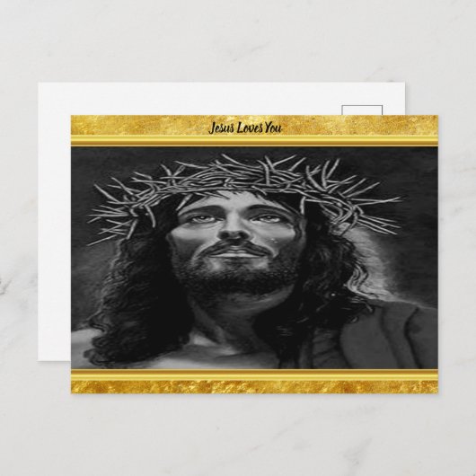 イエスは天国を金ゴールドフォイルデザインで調べている ポストカード (正面/裏面)