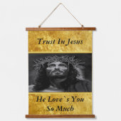 イエスは天国を金ゴールドフォイルデザインで調べている 吊り下げ型タペストリー (正面)