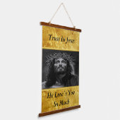 イエスは天国を金ゴールドフォイルデザインで調べている 吊り下げ型タペストリー (傾斜あり)