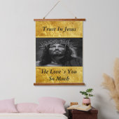 イエスは天国を金ゴールドフォイルデザインで調べている 吊り下げ型タペストリー (寝室)