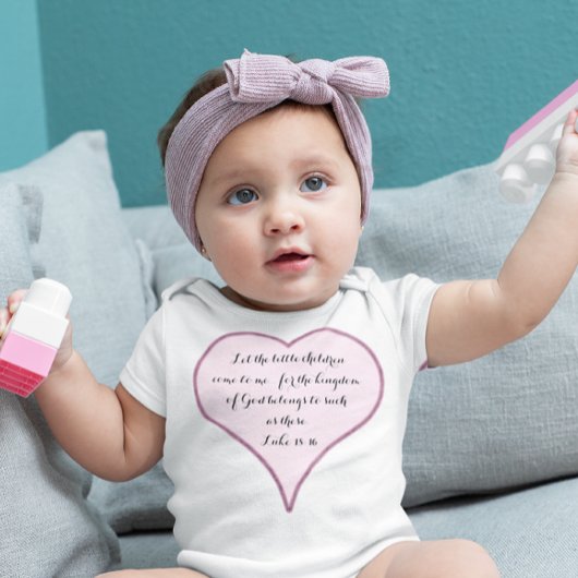 イエスは子どもたちに来よりルカ18:16 ベビーボディスーツ