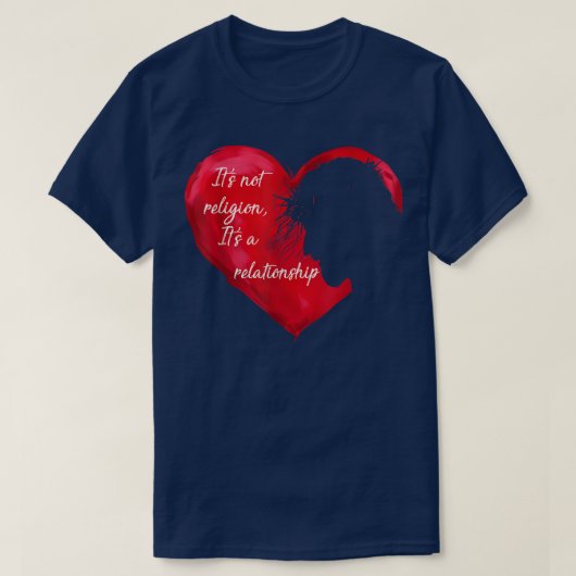 イエスは宗教ではない人間関係ハート Tシャツ (デザイン正面)