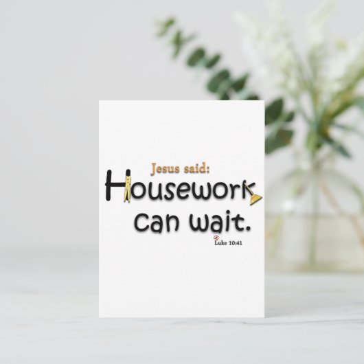 イエスは家事は待つべきだと言われた ポストカード (スタンド正面)