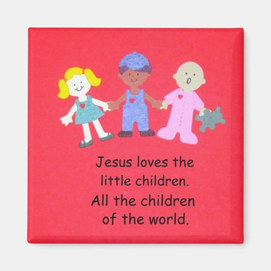 イエスは小さな子供たちを愛している。 マグネット (正面)