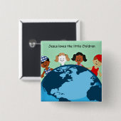 イエスは小さな子供たちを愛している。 缶バッジ (正面&裏面)