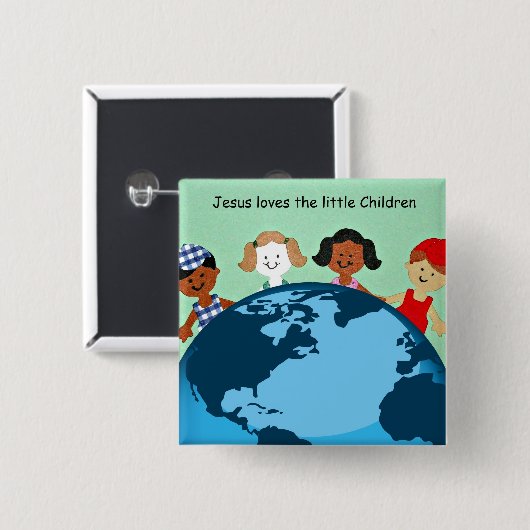 イエスは小さな子供たちを愛している。 缶バッジ (正面&裏面)