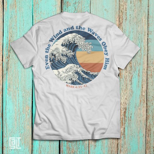 イエスは嵐を鎮める キリスト教の波デザイン Tシャツ