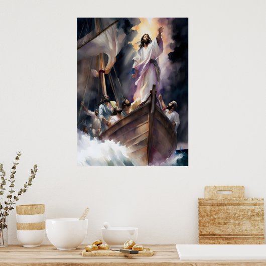 イエスは嵐を鎮める ポスター (キッチン)