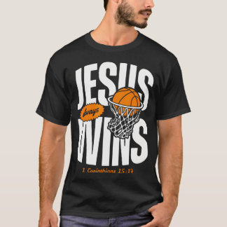 イエスは常に勝利する キリスト教バスケットボール 聖書 Tシャツ