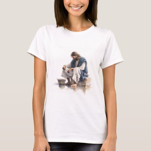 イエスは弟子たちの足を洗う Tシャツ (正面)