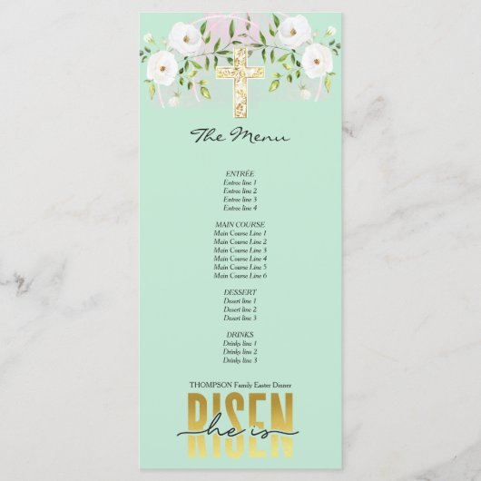 イエスは復活した イースター クリスマス 引用 ミントカラー イースター メニュー (正面)