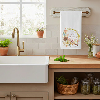 イエスは復活した ボヘミア フラワーリース イースター キッチンタオル