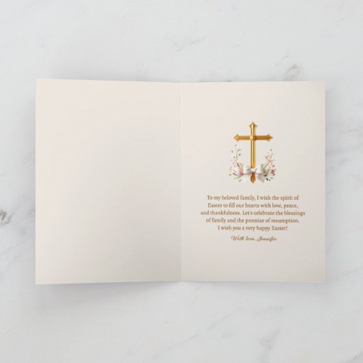 イエスは復活した 花のカトリック十字架 イースター シーズンカード (内部)